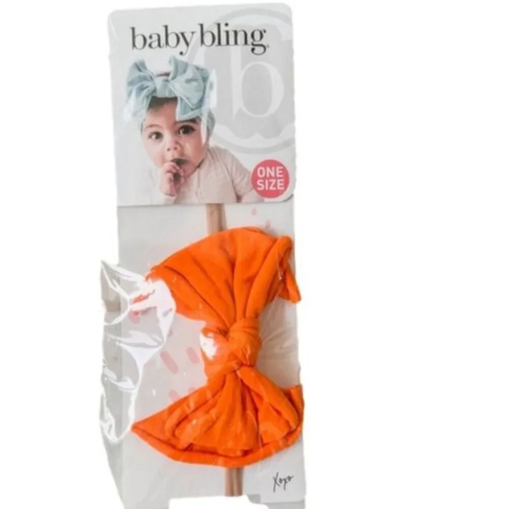 BABY BLING BOWS BABY FAB SKINNY Headband, Bow, Blush/Tiger - NWT, One Size